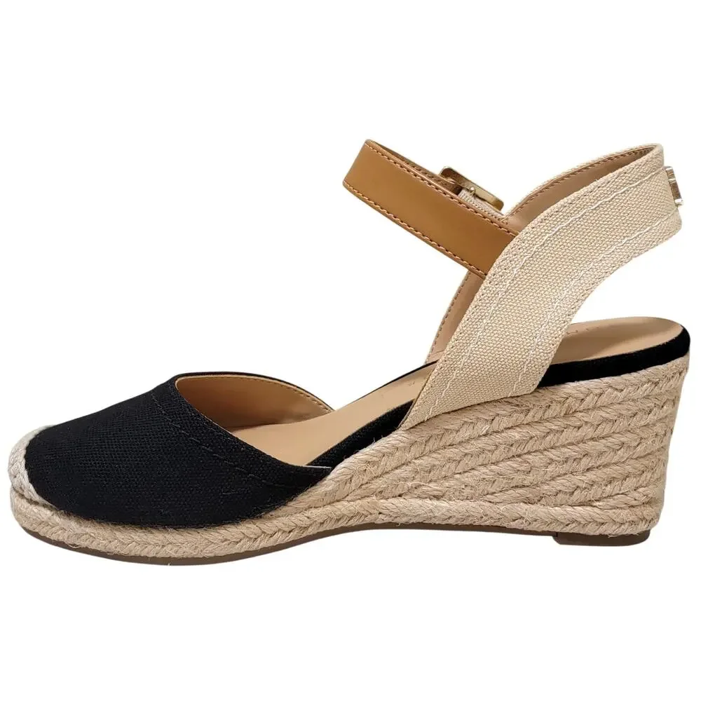 Tommy Hilfiger Women Nilsa Ankle Strap Espadrille Wedge Heels Size US 5M Black